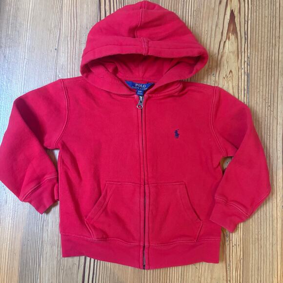 Polo Ralph Lauren red long sleeve full zip toddler hoodie sweatshirt SIZE 4T - Picture 1 of 5